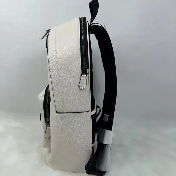 Coach West Backpack With Varsity Motif CAK14 In Leather Gunmetal/Chalk NWT